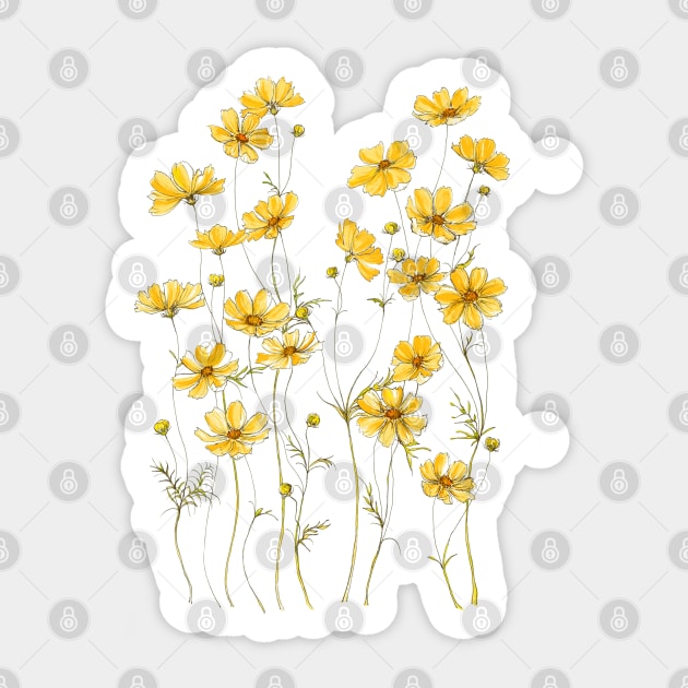 Yellow Cosmos, Illustration Sticker by JessicaRose